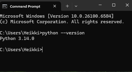 command prompt to verify python is installed correctly 1